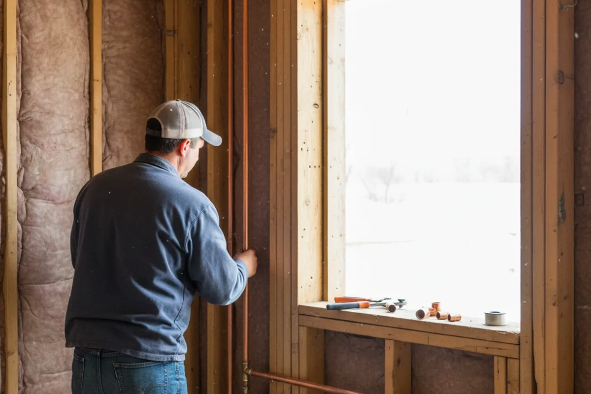 Licensed plumber running new copper supply lines in a Channelview home