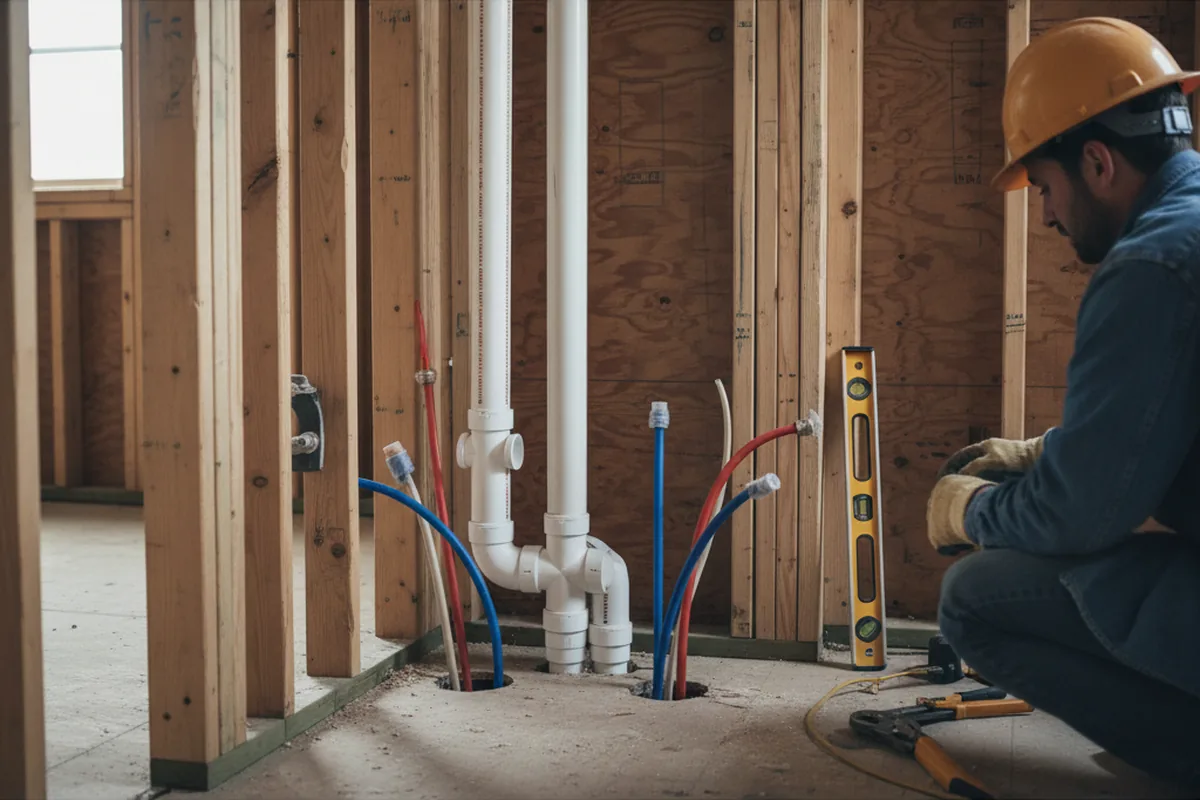 Drain and supply rough-in during Leak Detection in Channelview