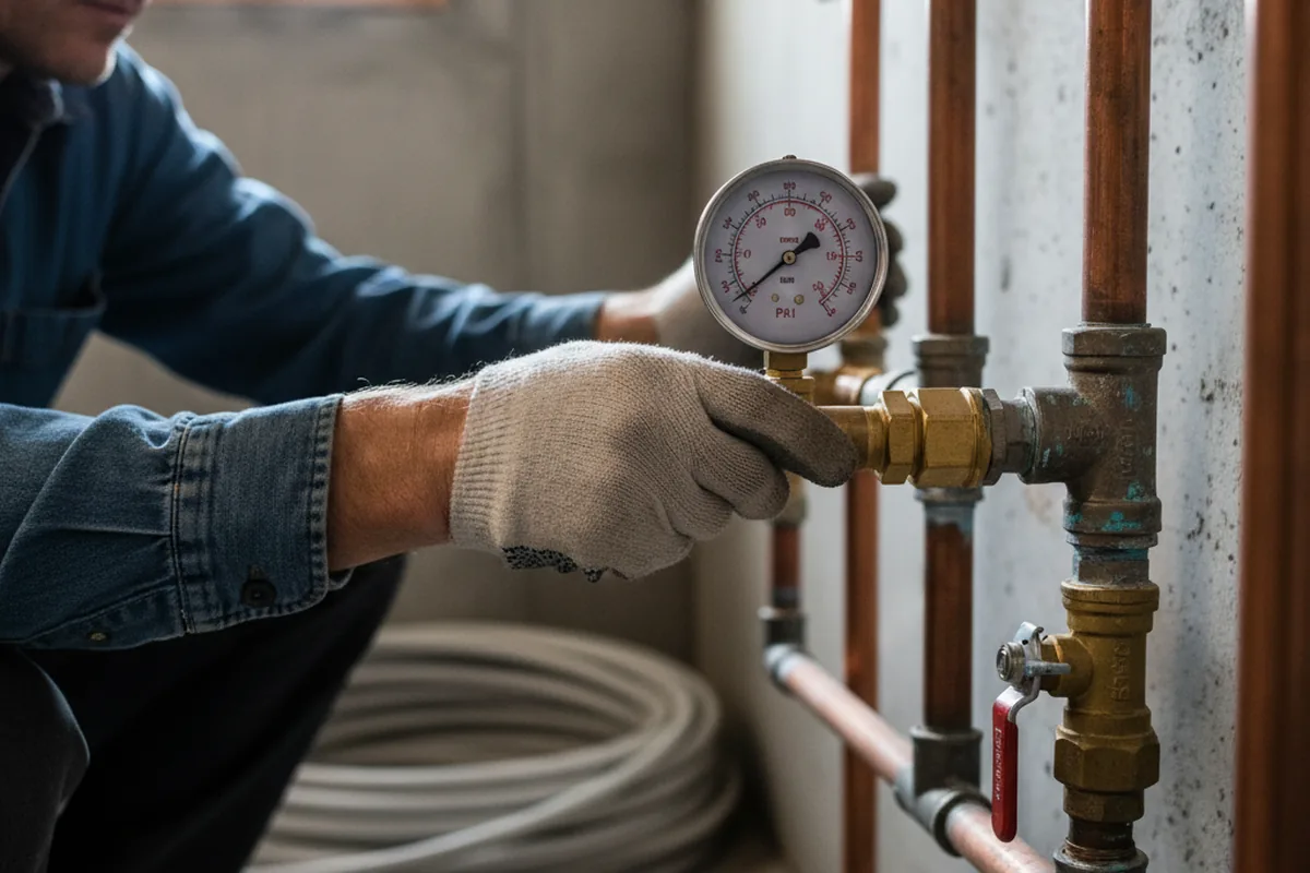 Pressure testing a repaired line during Water Line Repair in Channelview